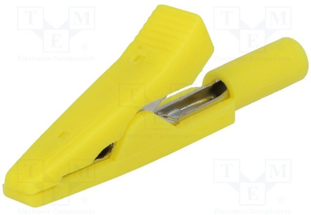 AX-CR-2PM-Y, Зажим "крокодил", 10А, 60ВDC, желтый, Длина: 41,5мм AX-CR-2PM-Y, Зажим "крокодил", 10А, 60ВDC, желтый, Длина: 41,5мм