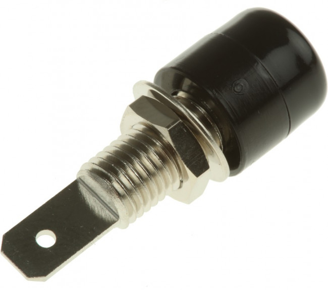 IBU 5568 / SW, Black Female Banana Socket, 4 mm Connector, Tab Termination, 32A, Nickel Plating IBU 5568 / SW, Black Female Banana Socket, 4 mm Connector, Tab Termination, 32A, Nickel Plating