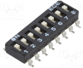 ESD108LTZ, Переключатель: DIP-SWITCH; Кол-во секций: 8; OFF-ON; 0,025A/24ВDC