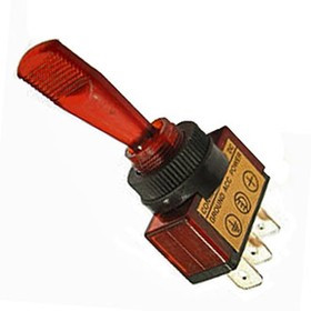 ASW-13D красный, Тумблер с удлиненным рычагом ASW-13D, 62х19.8х26.2 мм, ON-OFF, SPST, 20 А, 12 В, 50 мОм, 3 контакта, корпус/рычаг - кра