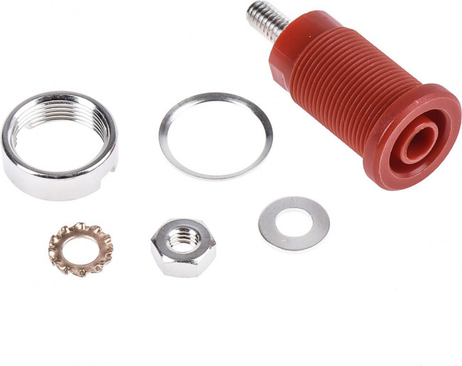 SEB 6445 NI / RT, Red Female Banana Socket, 4 mm Connector, Screw Termination, 32A, 1000V, Nickel Plating