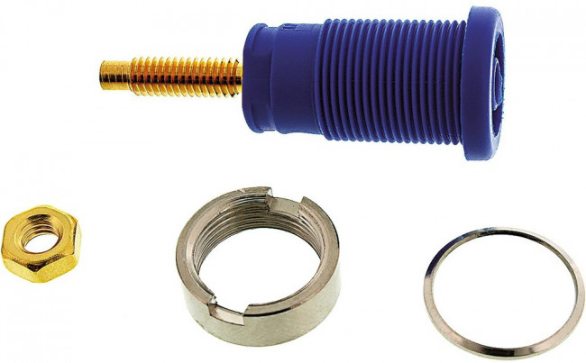 972354102, Blue Female Banana Socket, 4 mm Connector, Solder Termination, 32A, 1000V ac/dc, Gold