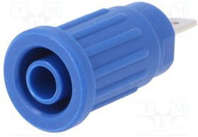 SEPB6451NI-BL, Гнездо, "банан" 4мм, 24А, 1кВ, синий, никелированные, 34мм, 5мОм