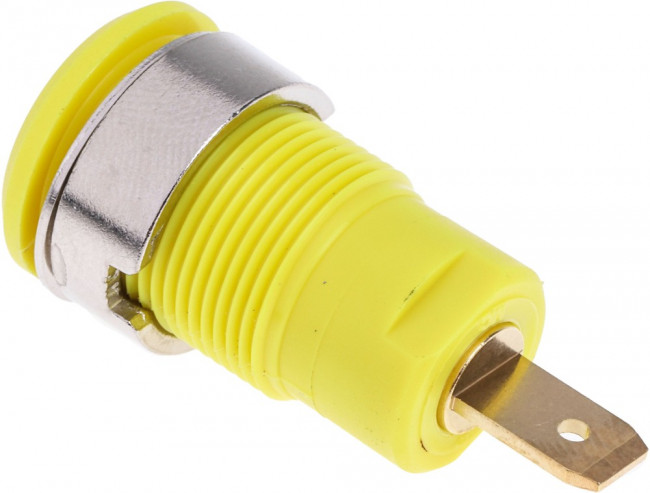 23.3000-24, Yellow Female Banana Socket, 4 mm Connector, Tab Termination, 24A, 1000V, Gold Plating
