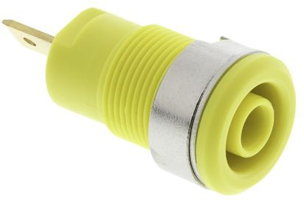 23.3000-24, Yellow Female Banana Socket, 4 mm Connector, Tab Termination, 24A, 1000V, Gold Plating