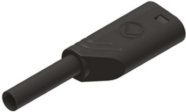 975090700, Black Male Banana Plug, 2mm Connector, Solder Termination, 10A, 1000V ac/dc, Gold Plating