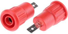 23.3160-22, Red Female Banana Socket, 4 mm Connector, Tab Termination, 24A, 1000V, Nickel Plating