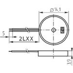 Излучатель звука пьезоэлектрический без генератора 14x 4мм, 1~25В, 4.0 кГц, вывода 30мм; зп 14x 4\1~