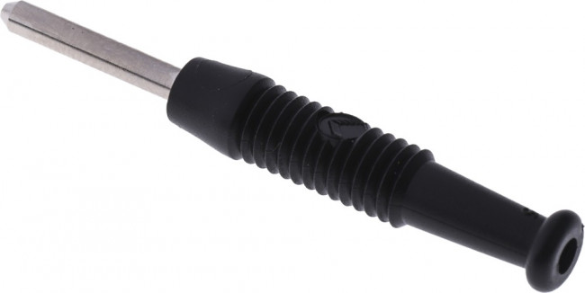 973509100, Black Male Banana Plug - Solder, 60V dc