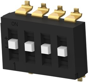 TDS04SGNNTR04, DIP / SIP переключатель, приподнятый, 4 схем(-а), Ползунок, SMD (Поверхностный Монтаж), SP3T, 24 В
