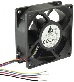 AFB0712SHX02, DC Fans Fan, 70x25mm, 12VDC, 61.05CFM, 7.8W, 0.65A, 50.5dBA, Ball, 4-Leads, Tach/PWM