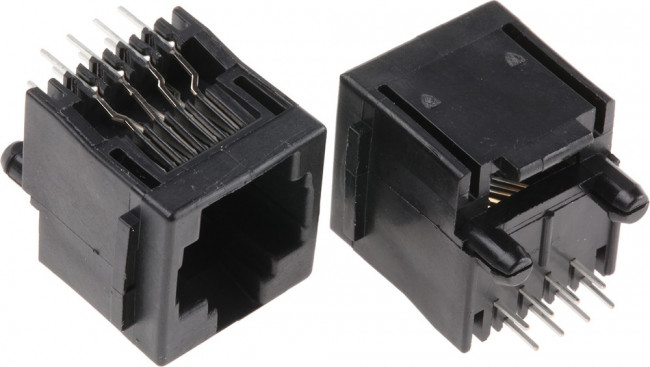 5520259-4, Розетка 8P8C (RJ45) на плату вертикальная