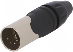 AX5M, Вилка, XLR, "папа", PIN: 5, прямой, на провод, пайка, посеребренные