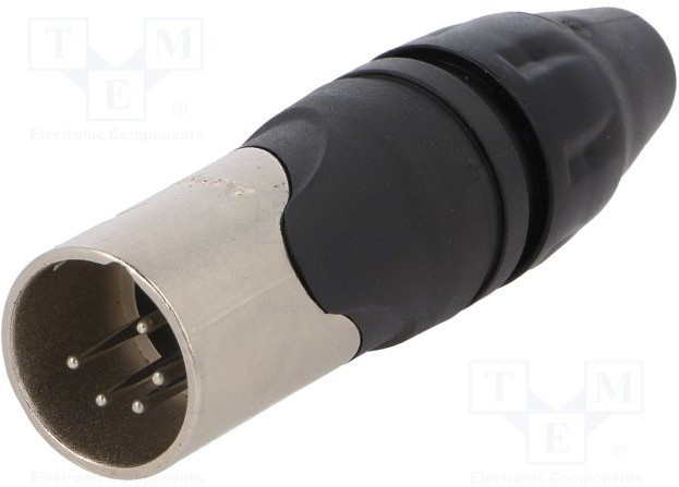 AX5M, Вилка, XLR, "папа", PIN: 5, прямой, на провод, пайка, посеребренные