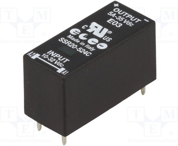 SSR20-524C, Реле: полупроводниковое, SPST-NO, Uупр: 10-32ВDC, 5А, 0-35ВDC
