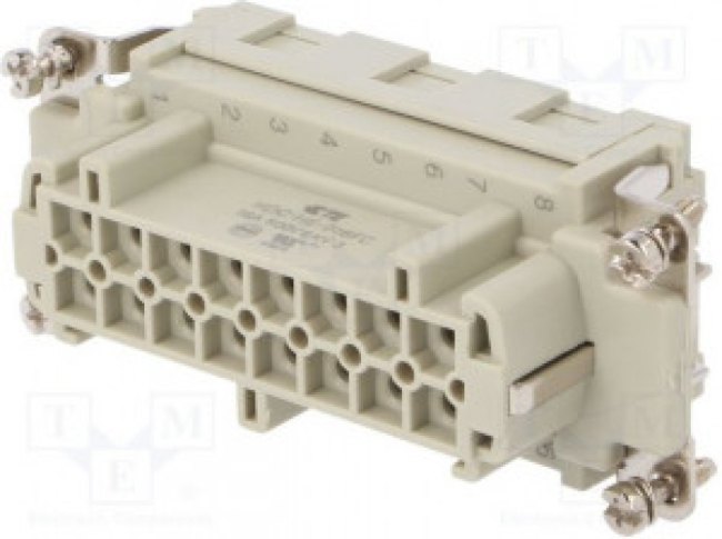T2040164201-000, Разъем: HDC, "мама", HE, PIN: 16, 16+PE, размер 6, без контактов, 16А