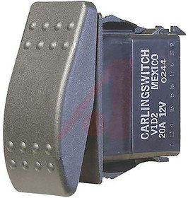 V1D2S00B-AZC00-000, Rocker Switches 1-pole, ON - None - OFF, 20A 12VDC not HP rated, Non-Illuminated, Sealed Contura II Rocker Black Switch