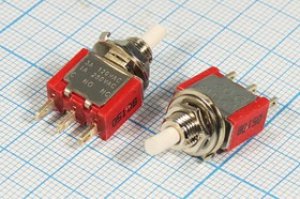 Переключатель кнопочный, d 6, 220В, 2.0А, ON-(ON), белый, контакты 3C, T701BTQYD-G