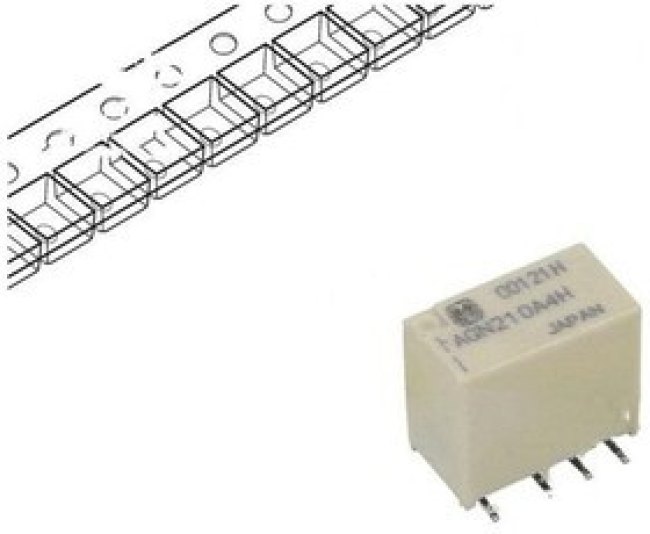 AGN210A4HZ, Реле: электромагнитное, DPDT, Uобмотки: 4,5ВDC, 0,3A/125ВAC, 1А