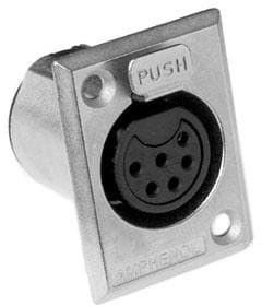 AC6AFPZ, XLR Connectors 6 Pole XLR Female Chassis Mount P Flange Stamped Contacts