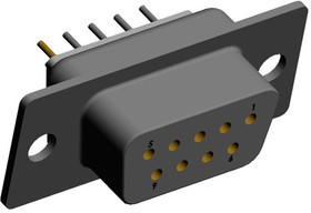 772-E09-213R001, SEAL-D 9 Way Through Hole D-sub Connector Socket, 2.769mm Pitch