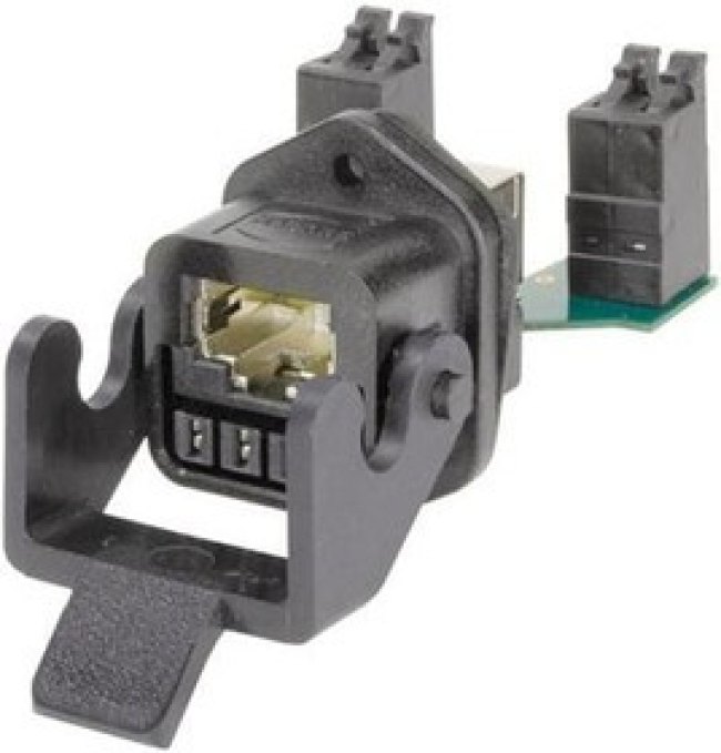 09452251760, Modular Connectors / Ethernet Connectors Han 3A RJ45Cat6 8+4p Hybrid/Blk Plstc Pnl