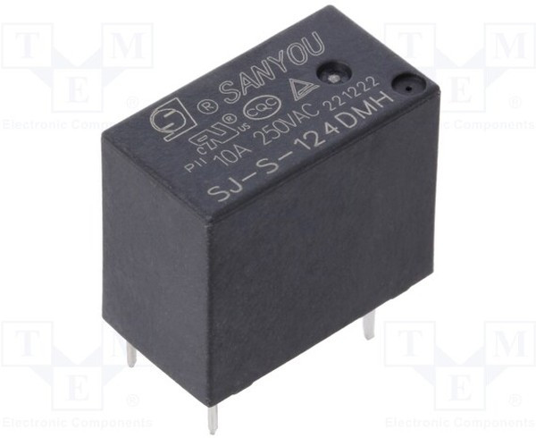 SJ-S-124DMH, Реле: электромагнитное; SPST-NO; Uобмотки: 24ВDC; THT; Iном: 10А