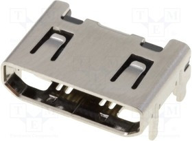 206G-SGAN-R01, Разъем mini HDMI, гнездо, c позиционирующим штырем, PIN 19, SMT