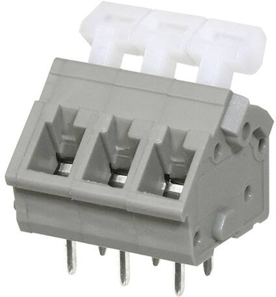 TBL005A-500-03GY-2WT, Fixed Terminal Blocks Terminal block, screwless, 5.00, 45, 3, Gray w White Button