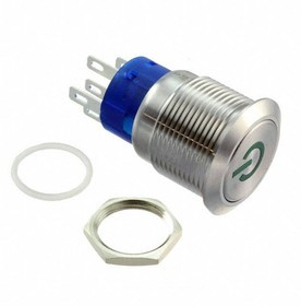 ULV4F2BSS531, Pushbutton Switches Pushbutton Anti-Vandal Switch SPDT ON-(ON) POWER SYMBOL ILLUMINATED GREEN STAINLESS STEEL HOUSING 3A 250 V