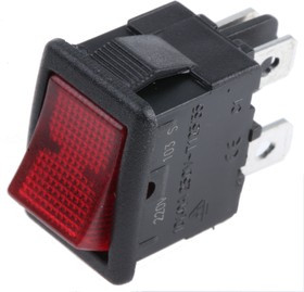 LRA32H2BBREN, Illuminated DPST, On-None-Off Rocker Switch Panel Mount