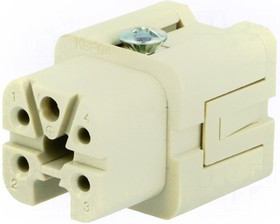 CKSF 04, Разъем квадратный, "мама", CKS, PIN 5, 4+PE, размер 21.21, 10А