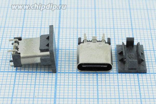 Гнездо USB 3.1, Тип C, 24 SMT контактов для монтажа на плату; Q-14557 гн USB \C 3,1\24P4C\пл\h 9,3\\USB3,1TYPE-C24PF-009