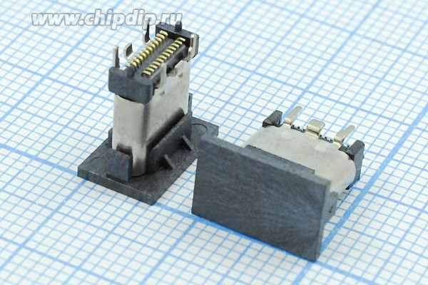 Гнездо USB 3.1, Тип C, 24 SMT контактов для монтажа на плату; Q-14557 гн USB \C 3,1\24P4C\пл\h 9,3\\USB3,1TYPE-C24PF-009