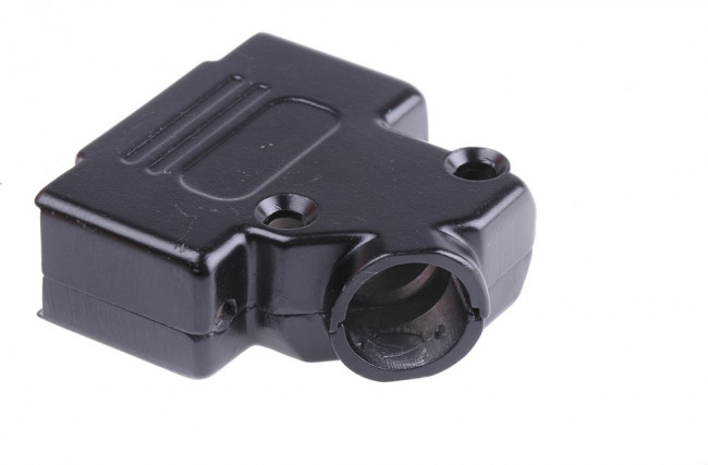 D45ZK15-BK-K, MHD45ZK-BK Series Zinc Angled D Sub Backshell, 15 Way, Strain Relief