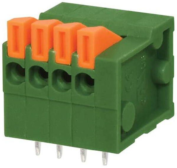 TBL003-254-04GR-2OR, Fixed Terminal Blocks Terminal block, screwless, 2.54, horizontal, 4 poles, green w orange tab TBL003-254-04GR-2OR, Fixed Terminal Blocks Terminal block, screwless, 2.54, horizontal, 4 poles, green w orange tab