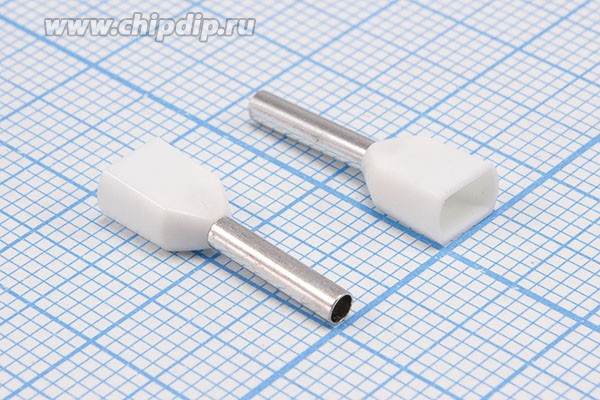 Наконечник кабельный 1,5x10, 2, Sx2-0,75, обжимной, бе, LT007510*2; №9731 клемма нак/каб 1,5x10\2\Sx2-0,75\ обж\бе\LT007510*2