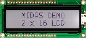 MC21605G6W-FPTLW3.3-V2, MC21605G6W-FPTLW3.3-V2 LCD LCD Display, 2 Rows by 16 Characters MC21605G6W-FPTLW3.3-V2, MC21605G6W-FPTLW3.3-V2 LCD LCD Display, 2 Rows by 16 Characters
