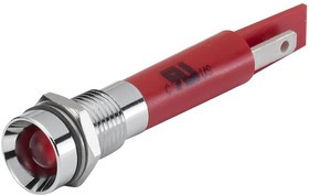 17-500431, LED Indicator, Green, 8mm, 230V, Plug Connection, 2.8 x 0.8 mm