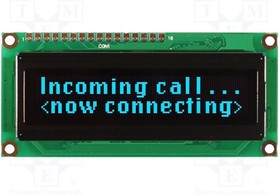 NHD-0216KZW-AB5, OLED Displays &amp; Accessories OLED 2x16 Blue 80.00 x 36.0 x 10