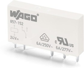 857-152, Съемное реле, 24 V DC, 6A A, 1 п.к., ш. 5мм