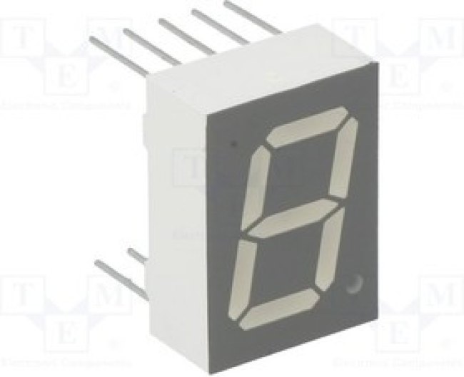 KW1-521ASA, Дисплей: LED, 7-сегментный, 13,2мм, 0,52", II.зн: 1, красный, 4-5мкд