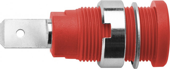 SEB7080NI-RT, Гнездо, "банан" 4мм, 24А, красный, никелированные, 34мм