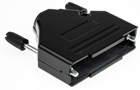 MHDTZK25-BK-RA-PC-BK-K, MHDTZK-BK Series Zinc D Sub Backshell, 25 Way, Strain Relief