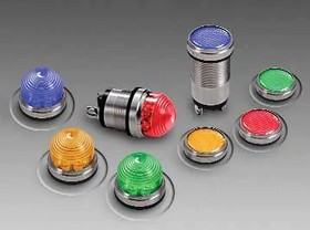 556-3903-304F, LED Panel Mount Indicators Dome Orange 12VDC 95mA 480fL