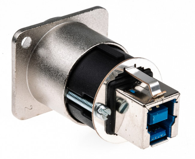 Neutrik NAUSB3 проходной разъем USB 3.0, D-посадка, никелированый корпус gold contacts