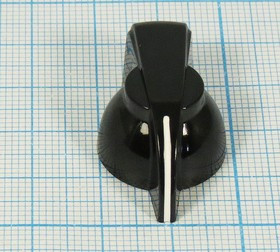 Ручка "V", внутренний диаметр d6,0, 18 зубцов, размер 32x19,5x14, пластик, черный, CF