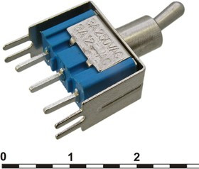 MTS-102-A2T on-on, Микротумблер MTS-102-A2T, ON-ON, SPDT, 3 А, 250 В, 20 мОм, установочное отверстие 6,4 мм, 3 контакта