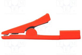 AK2799NI-RT, Зажим "крокодил", 3А, 70ВDC, красный, Диап.захвата: макс.8мм