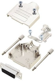 6355-0006-12, D-Sub Connector Kit, DA-15 Socket, Solder, Steel